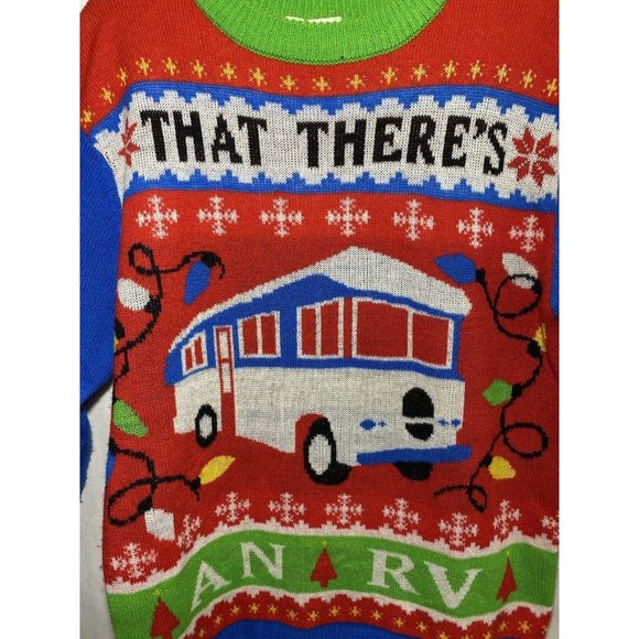 Vtg LAMPOON CHRISTMAS VACATION Ugly SWEATER That There’s An RV  S/M - Picture 6 of 6